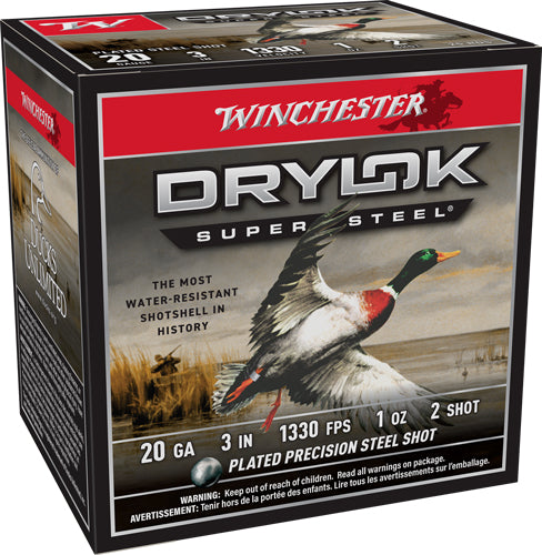 Winchester Ammunition Drylok 20 Gauge 3-Inch 1 Ounce #2 Shot Shells - 25 Rounds per Box
