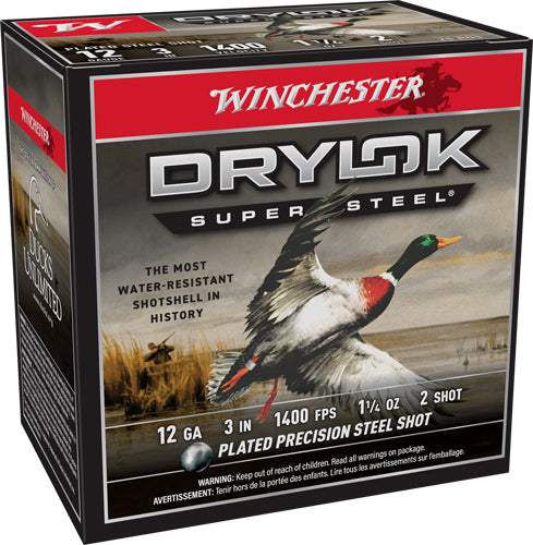 Winchester Ammunition DryLok 12 Gauge 3-Inch Shotgun Shells - #2 Shot, 1-1/4 Ounce, Non-Toxic
