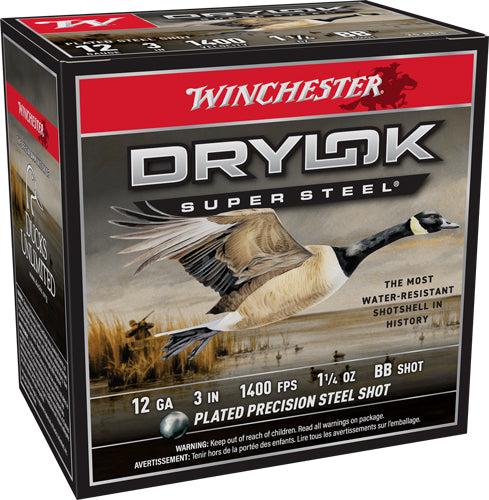 Winchester Ammunition Drylok 12 Gauge 3-Inch Shotshells - #BB Non-Toxic Shot, 1-1/4 Ounce, MAG Velocity