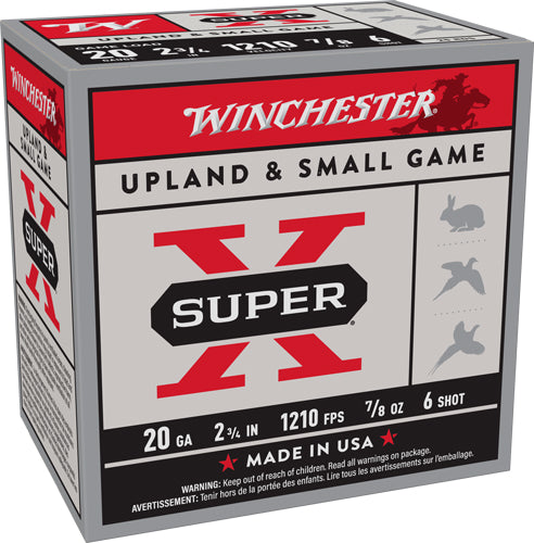 Winchester Ammunition Super-X 20 Gauge 2.75-inch Shotshells, 7/8 oz #6 Lead Shot, 1210 fps - 25 Rounds per Box