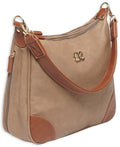 Bulldog Concealed Carry Purse with Taupe and Tan Trim – Stylish PU Leather Handbag with Multiple Compartments and Universal Fit Holster