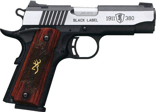 Browning 1911-380 Black Label Semi-Auto Pistol with Rosewood Grips and Fixed Sights