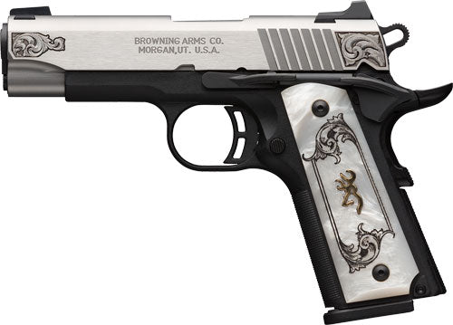 Browning 1911-380 SS/Engraved Semi-Auto Pistol with Pearl Grips and Steel Slide