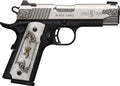 Browning 1911-380 SS/Engraved Semi-Auto Pistol with Pearl Grips and Stainless Slide
