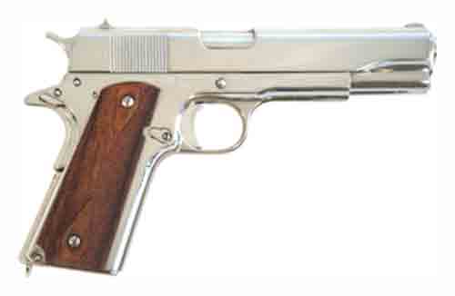 Cimarron 1911A1 .45 ACP 5-Inch Nickel Semi-Auto Pistol with Walnut Grip