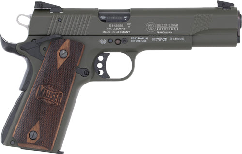 Blue Line Global BL Mauser 1911 .22LR Semi-Auto Pistol with Green Frame and Adjustable Sights