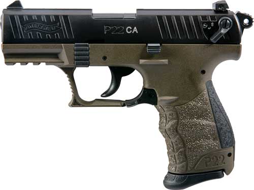 Walther P22 CA Military .22 LR Semi-Auto Pistol with Adjustable Sights and Accessory Rail
