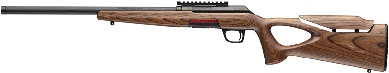 Winchester Xpert Thumbhole Sporting Rifle with 18-Inch Barrel, 21 Sharp Caliber, Matte Black Finish, and Brown Laminate Stock