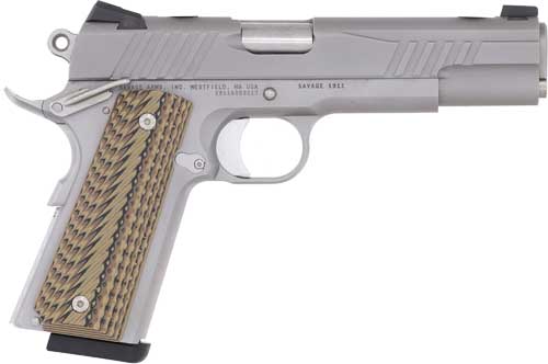Savage 1911 45 ACP Stainless Steel Pistol with 5-Inch Barrel and Adjustable Sights