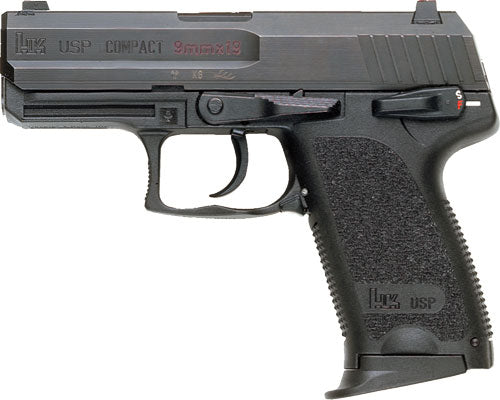 HK USP9 Compact V1 DA/SA 9mm Pistol with 2 Magazines - Black Polymer Frame and Slide