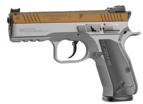 CZ-USA Shadow 2 Compact 9mm FS Semi-Auto Pistol with Gold Frame and Optics Ready