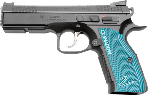 CZ Custom Shadow 2 Accu 9mm FS Semi-Auto Pistol with Blue Aluminum Grips