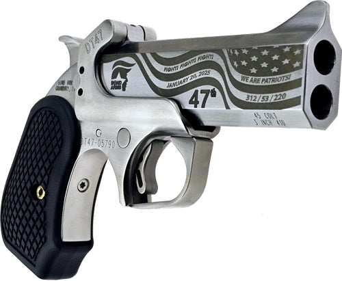 Bond Arms DT47 Trump Limited Stainless Steel Break Action Revolver with Custom Engraved Barrel