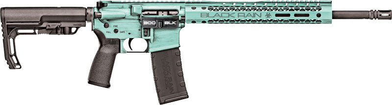Black Rain Ordnance BRO-FUSION-300BLK-TBB 300 AAC Blackout Modern Sporting Rifle with Tiffany Blue Finish