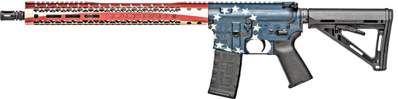Black Rain Ordnance BRO-PAT-300BLK-BETSY Patriot Rifle - 16-inch Barrel, Red White Blue Stock