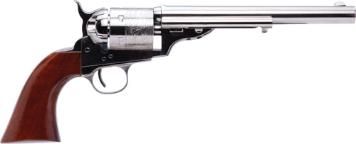 Cimarron 1872 Open Top Army .45 Long Colt Revolver with Nickel Finish and Wood Grips