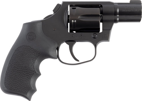 Colt Night Cobra .38 Special Revolver with 2-inch Barrel, Matte Black DLC Finish, and Rubber Grips