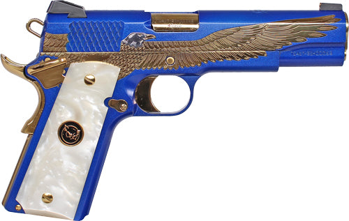 Iver Johnson Eagle Majestic 45 ACP Semi-Auto Pistol with Polished PVD Finish and Gold Frame