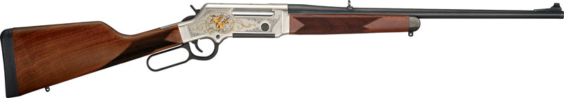 Henry H14 Long Ranger Antelope Sporting Rifle in .243 Winchester with Walnut Stock and Gold Inlay