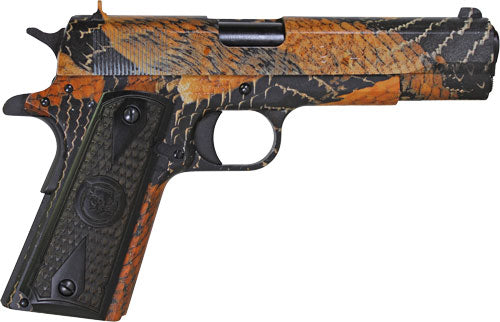 Iver Johnson 1911A1 Boa Semi-Auto Pistol with Black Snakeskin Finish and Wood Grips