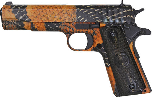 Iver Johnson 1911A1 Boa Semi-Auto Pistol with Black Snakeskin Finish and Wood Grips
