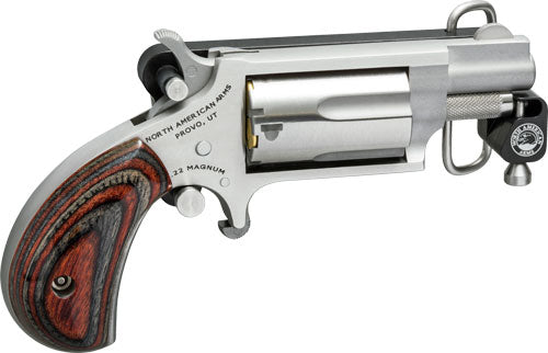 North American Arms NAA22MSBBS Mini-Revolver in .22 WMR with Stainless Finish and Wood Grips
