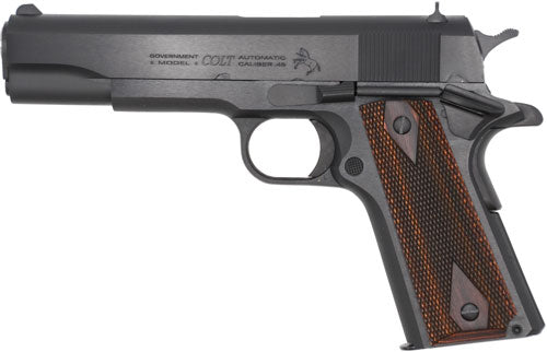 Colt Government 1911 .45 ACP with 5-inch Barrel and Checkered Rosewood Grips