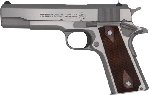 Colt Government 1911 .38 Super Semi-Auto Pistol with Stainless Finish and 5-inch Barrel
