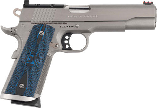 Colt Gold Cup Trophy .45 ACP 5-inch Semi-Auto Pistol with Stainless Finish and G10 Blue Checkered Grip