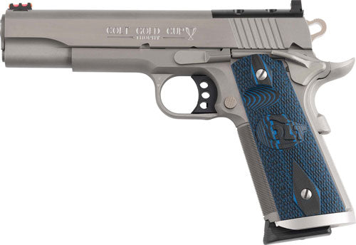 Colt Gold Cup Trophy .45 ACP 5-inch Semi-Auto Pistol with Stainless Finish and G10 Blue Checkered Grip