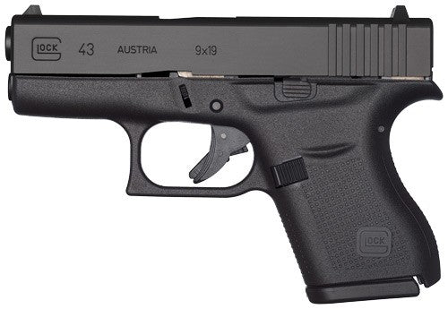 Glock 43 9mm Luger FS Semi-Auto Pistol with 6.26-Inch Barrel and 6-Round Capacity and Black Finish