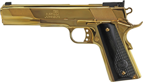 Iver Johnson Eagle XL 10mm Auto Semi-Auto Pistol with 6-Inch Barrel, Gold Finish and Wooden Grip