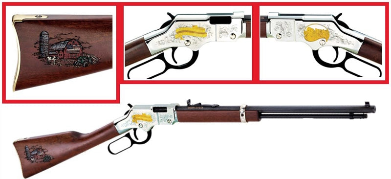 Henry H004AF American Farmer Tribute Lever Action Rifle - .22 LR with Octagon Barrel and Walnut Stock