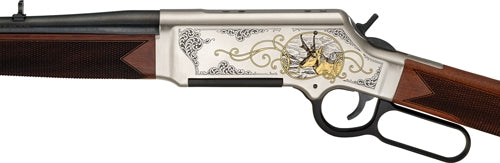 Henry H14 Long Ranger Antelope Sporting Rifle in .243 Winchester with Walnut Stock and Gold Inlay