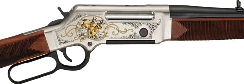 Henry H14 Long Ranger Antelope Sporting Rifle in .243 Winchester with Walnut Stock and Gold Inlay
