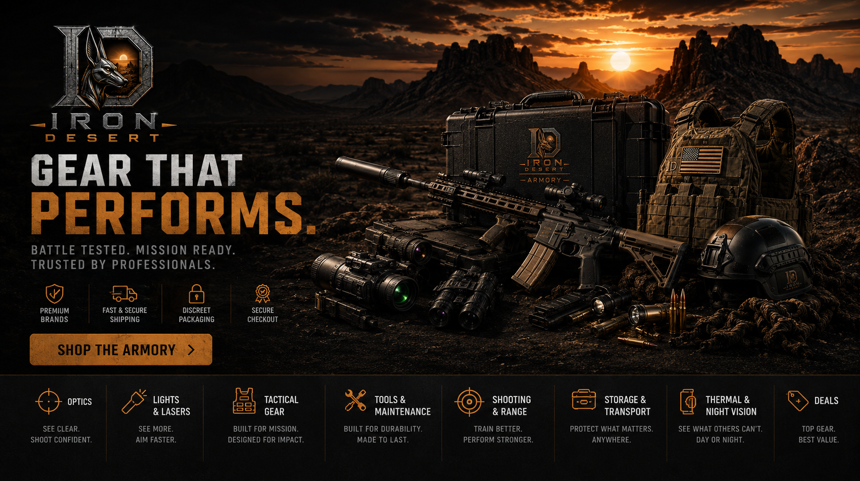 Iron Desert Armory homepage hero