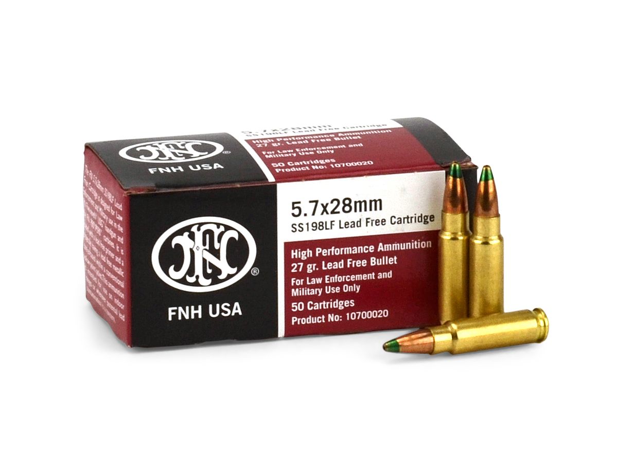 FN SS198LF 5.7x28 27-Grain Lead-Free JHP Ammunition - 50 Rounds per Box
