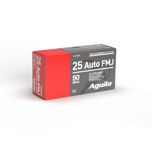 Aguila .25 Auto FMJ 50 Grain Target Ammunition – 50 Rounds per Box