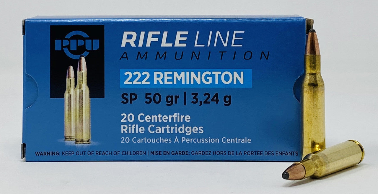 Ppu .222 Remington Soft Point Hunting Ammo - 50 Grain, Centerfire, 20 Rounds per Box