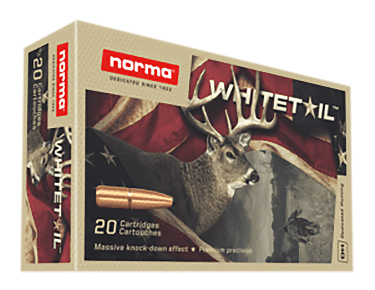 Norma .243 Winchester 100 Grain PSP WhiteTail Ammunition, 20 Rounds per Box / 200 Rounds Case