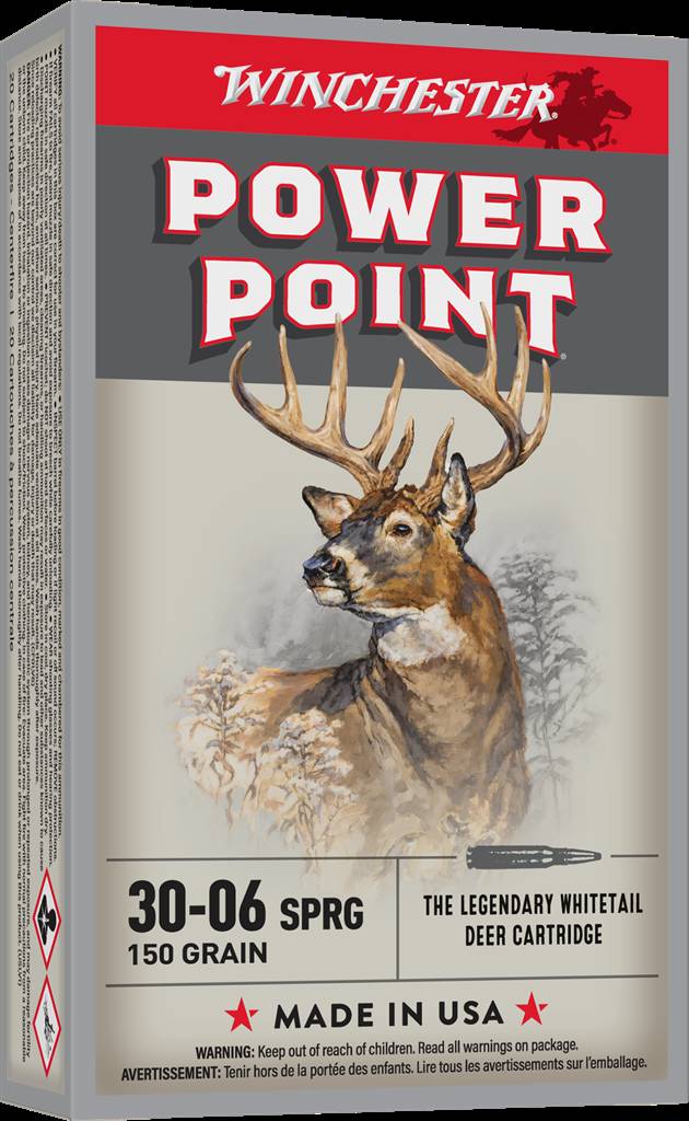 Winchester Ammo X30061 Centerfire Rifle Cartridge for 30-06 Springfield, 150-Grain Power-Point Soft Point