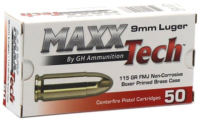 Ma X X Tech MAXX TECH 9mm 115 Grain FMJ Ammo - 50 Rounds per Box