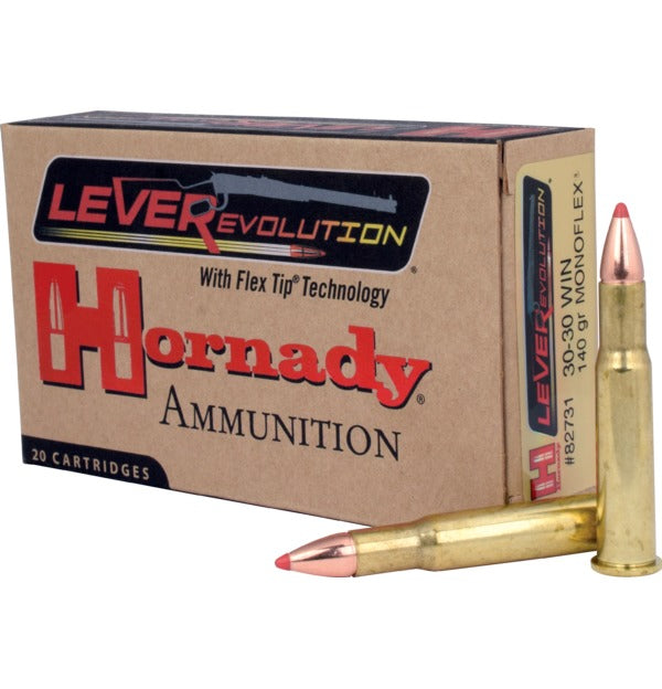 Hornady LeverRevolution 30-30 Winchester 140 Grain MonoFlex Hunting Ammo, 20 Rounds per Box