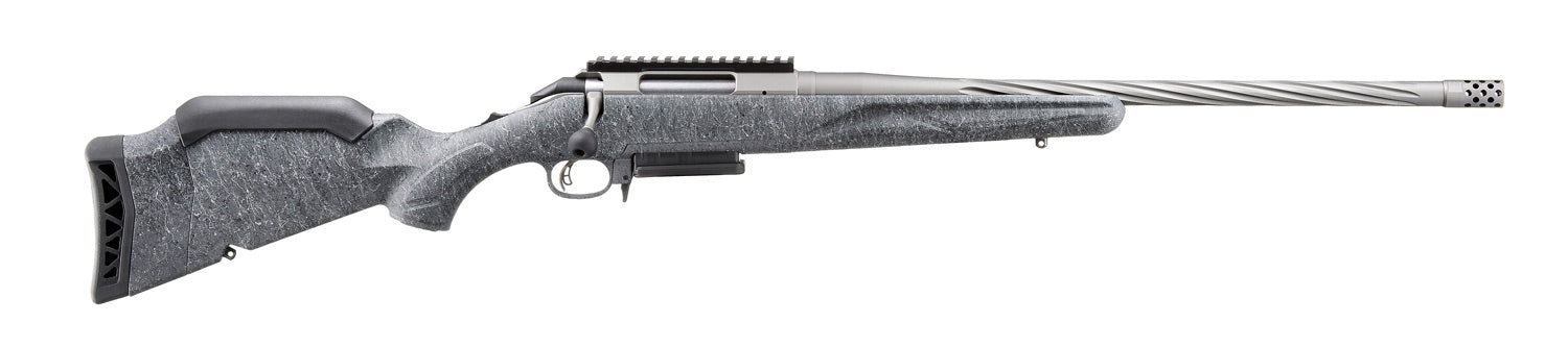Ruger American G2 Bolt-Action Rifle in 7mm-08 Rem with 20-Inch Threaded Spiral Fluted Barrel and Gray Splatter Synthetic Stock