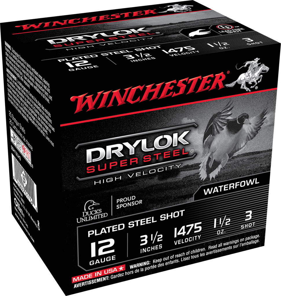 Winchester Ammo Drylok Steel High Velocity 12 Gauge Waterfowl Hunting Shotshells (Part No. SSH12LH3D)
