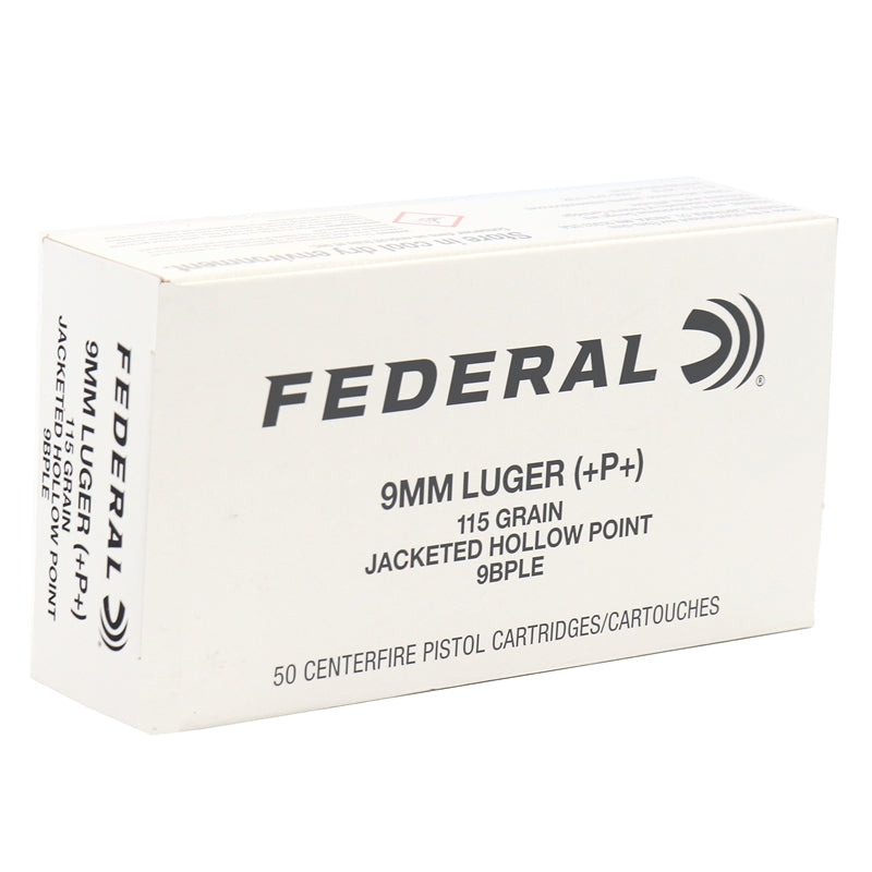 Federal Classic Hi-Shok 9mm+P+ 115-Grain Jacketed Hollow Point Ammunition - 50 Round Box, 1000 Rounds Case