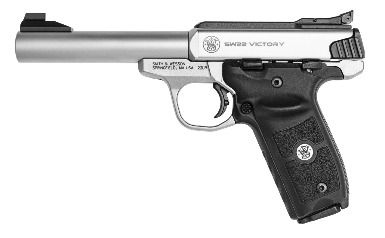 Smith & Wesson SW22 Victory Target Model 22LR Semi-Auto Pistol with 5.5-Inch Stainless Steel Bull Barrel and Adjustable Sights