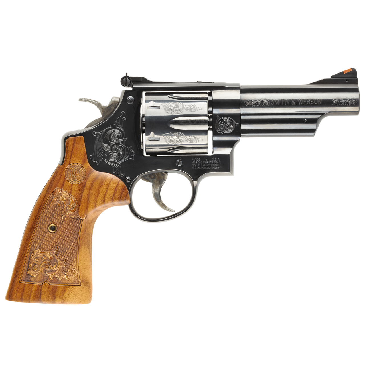 Smith & Wesson Model 29 Engraved .44 Special Double Action Revolver with 4-Inch Barrel and Wood Grips