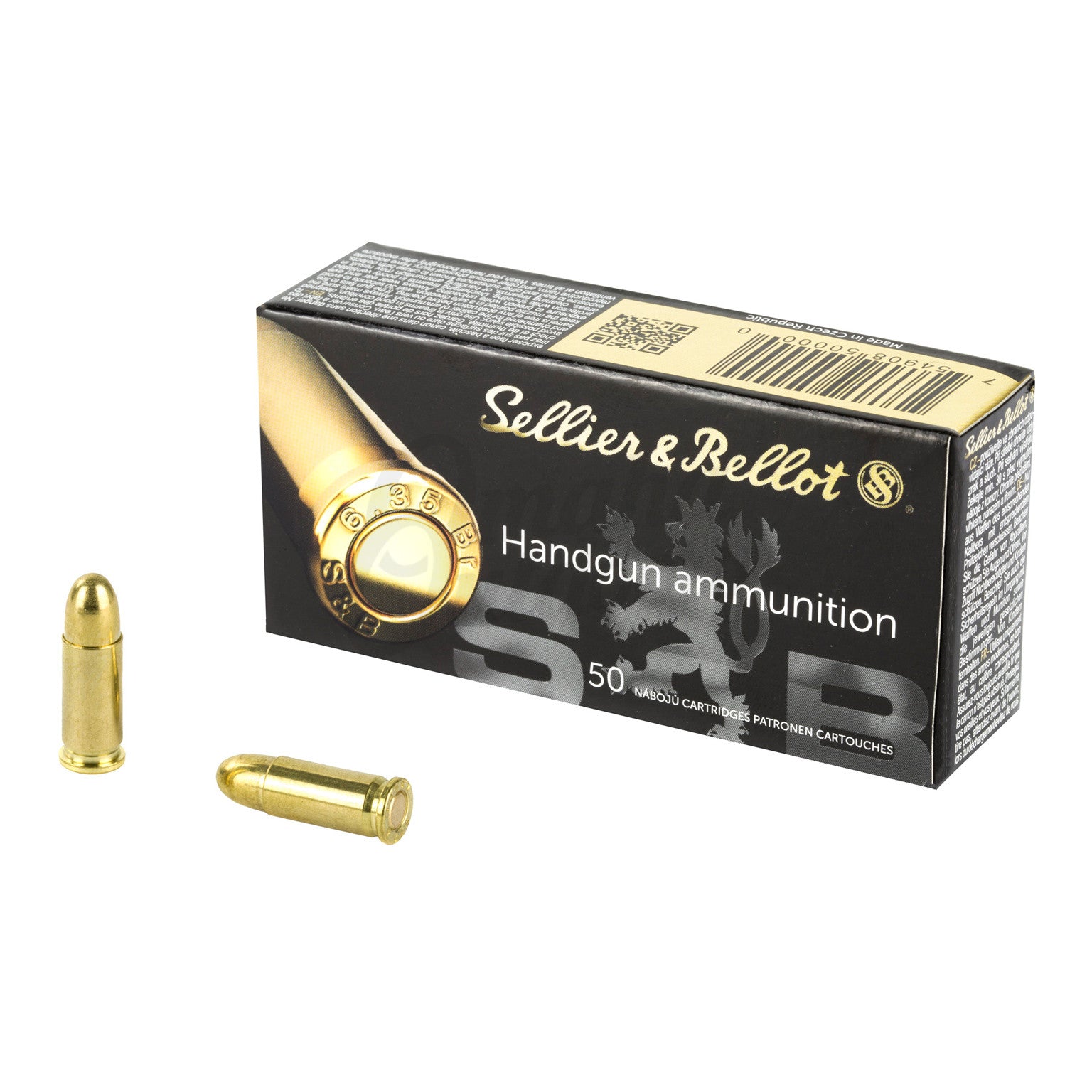Sellier & Bellot .25 Auto (6.35mm Browning) 50 Grain FMJ Target Shooting Ammo - 50 Rounds per Box