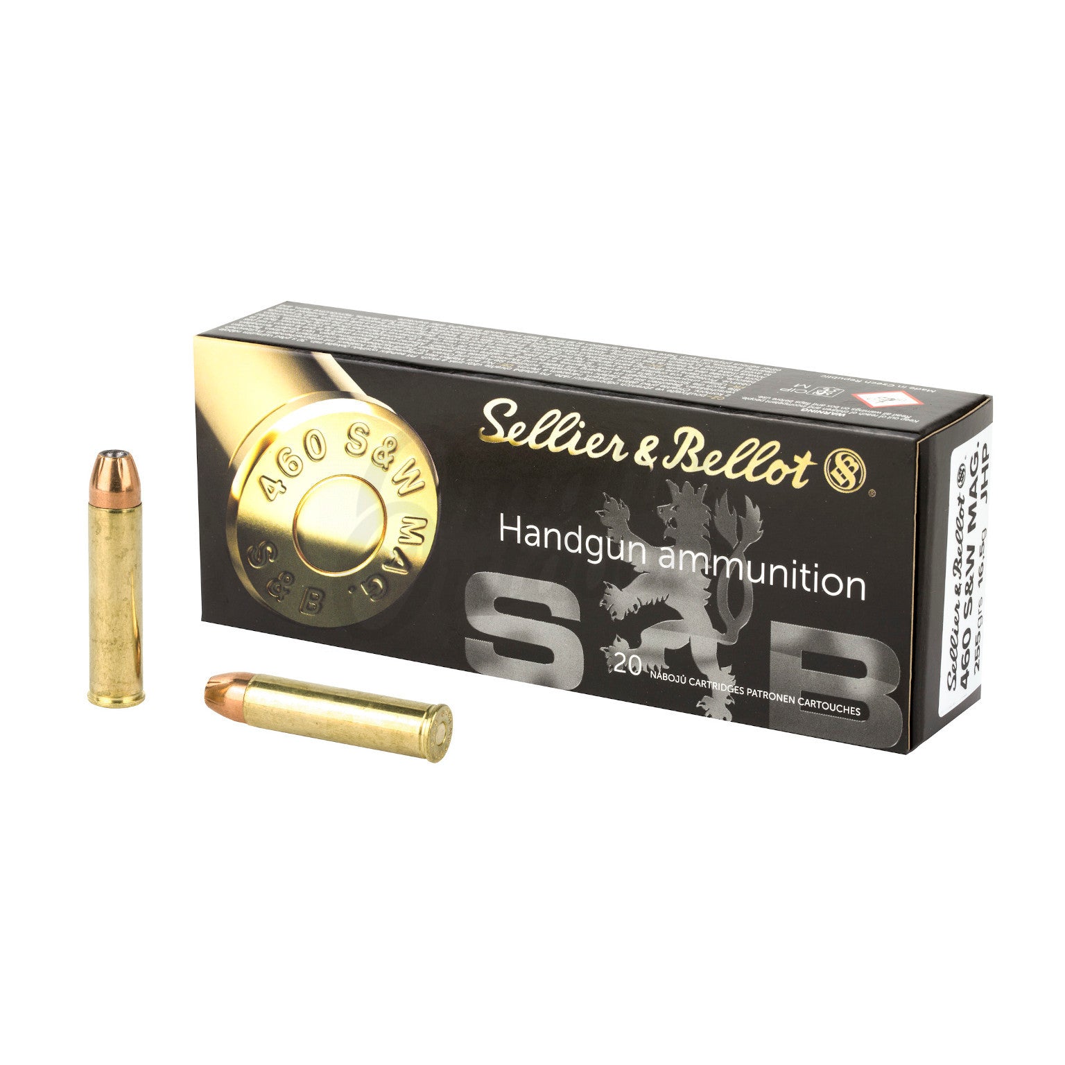 Sellier & Bellot .460 S&W Magnum 255-Grain Hollow Point Ammunition - 20 Rounds per Box, 12 Boxes per Case